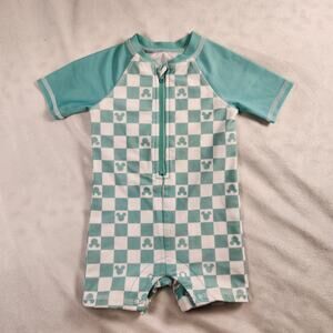 Disney Baby Mickey Mouse One-Piece Checkered Swimsuit - 6 months